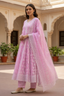 Pink Suhani Chikan Kari 3 piece suit set