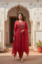 Red pari 3 piece kurta set