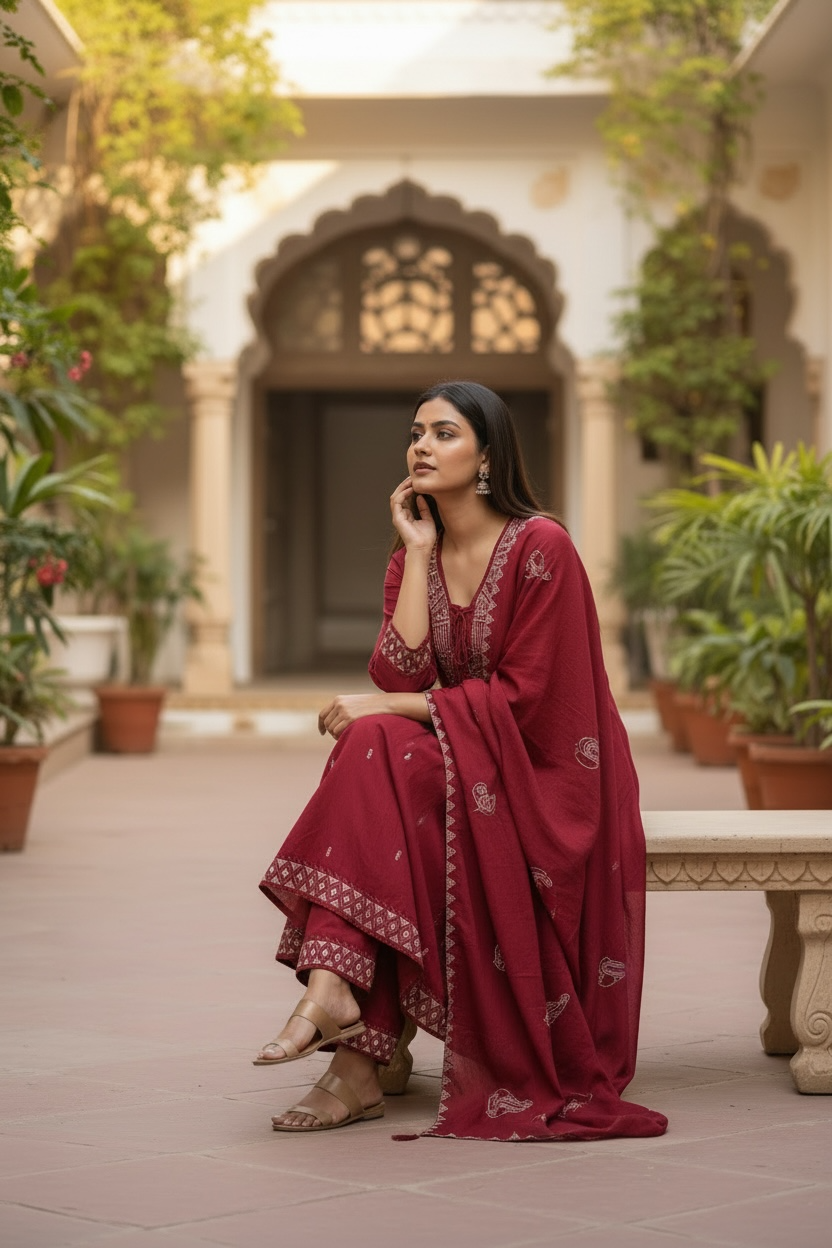 Laal chiraiya 3 piece suit set Secondary image