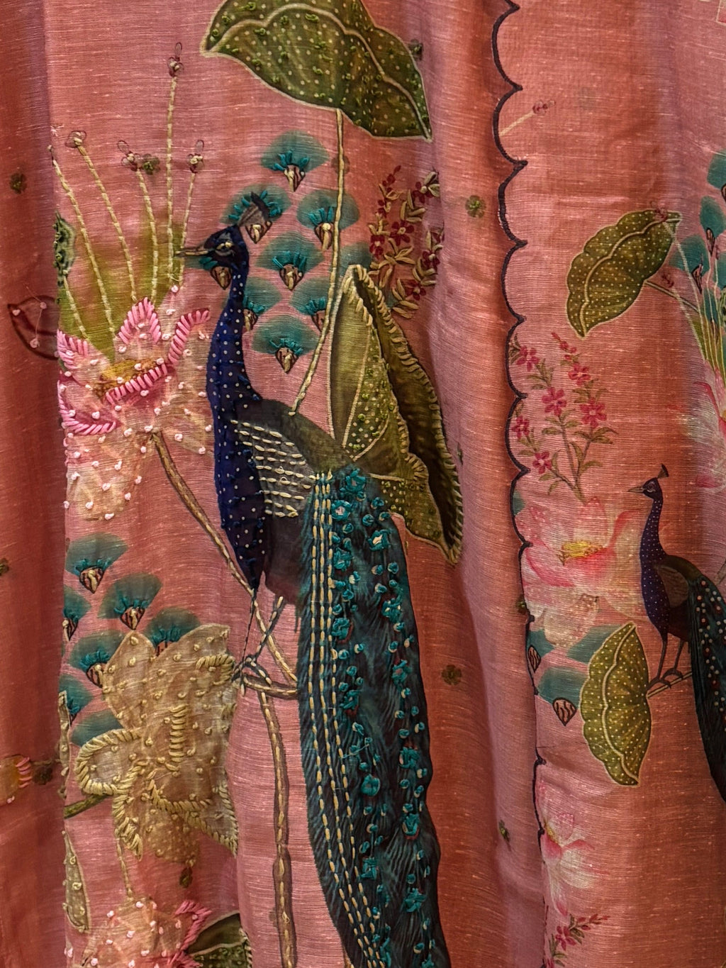 Pink peafowl 3 piece suit set