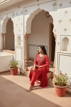Red pari 3 piece kurta set