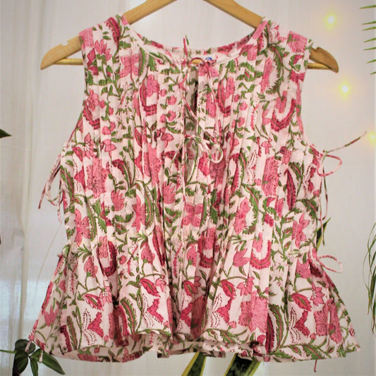 Pink garden pleated top