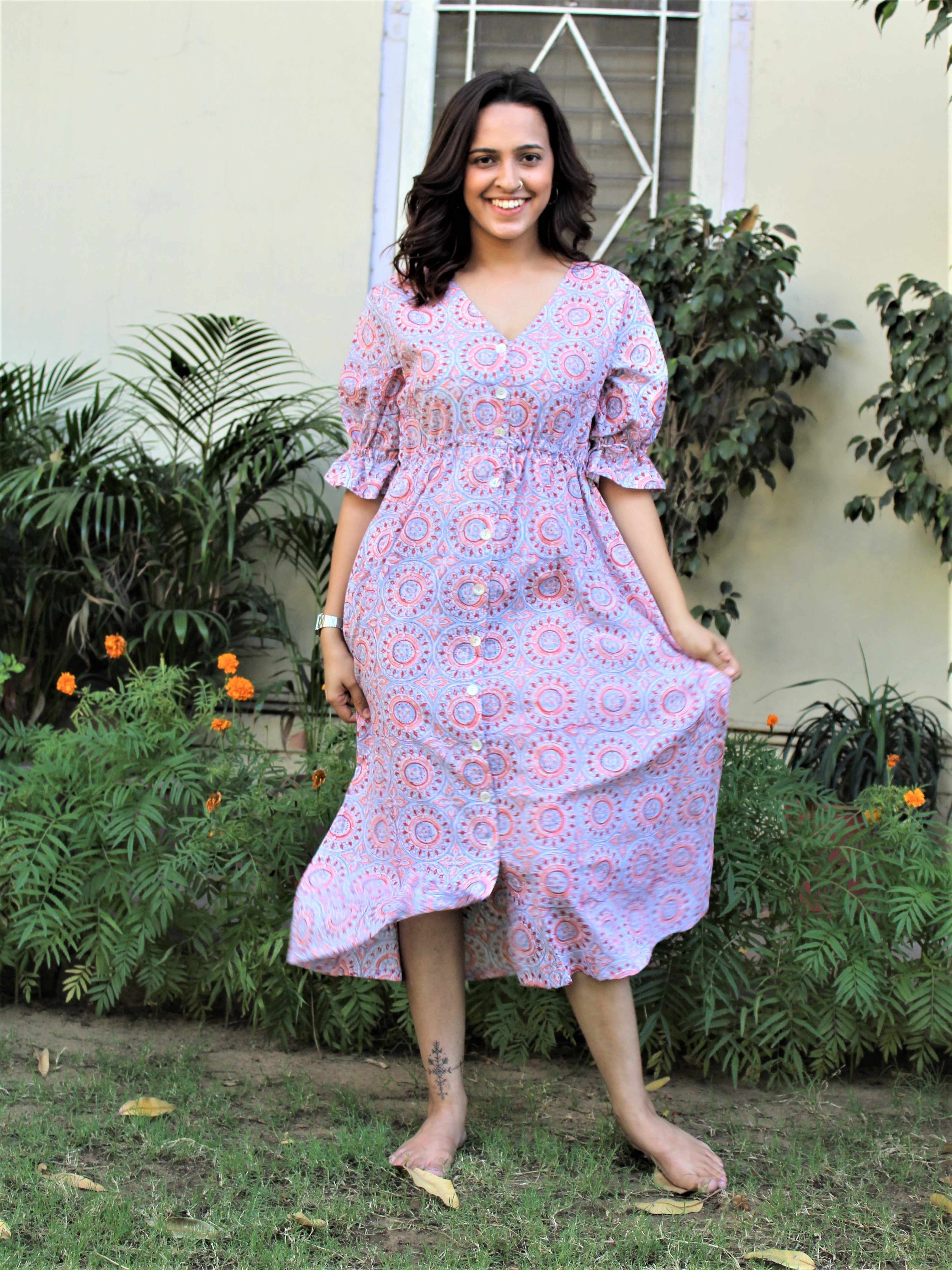 Mughal pink floral dress Secondary image