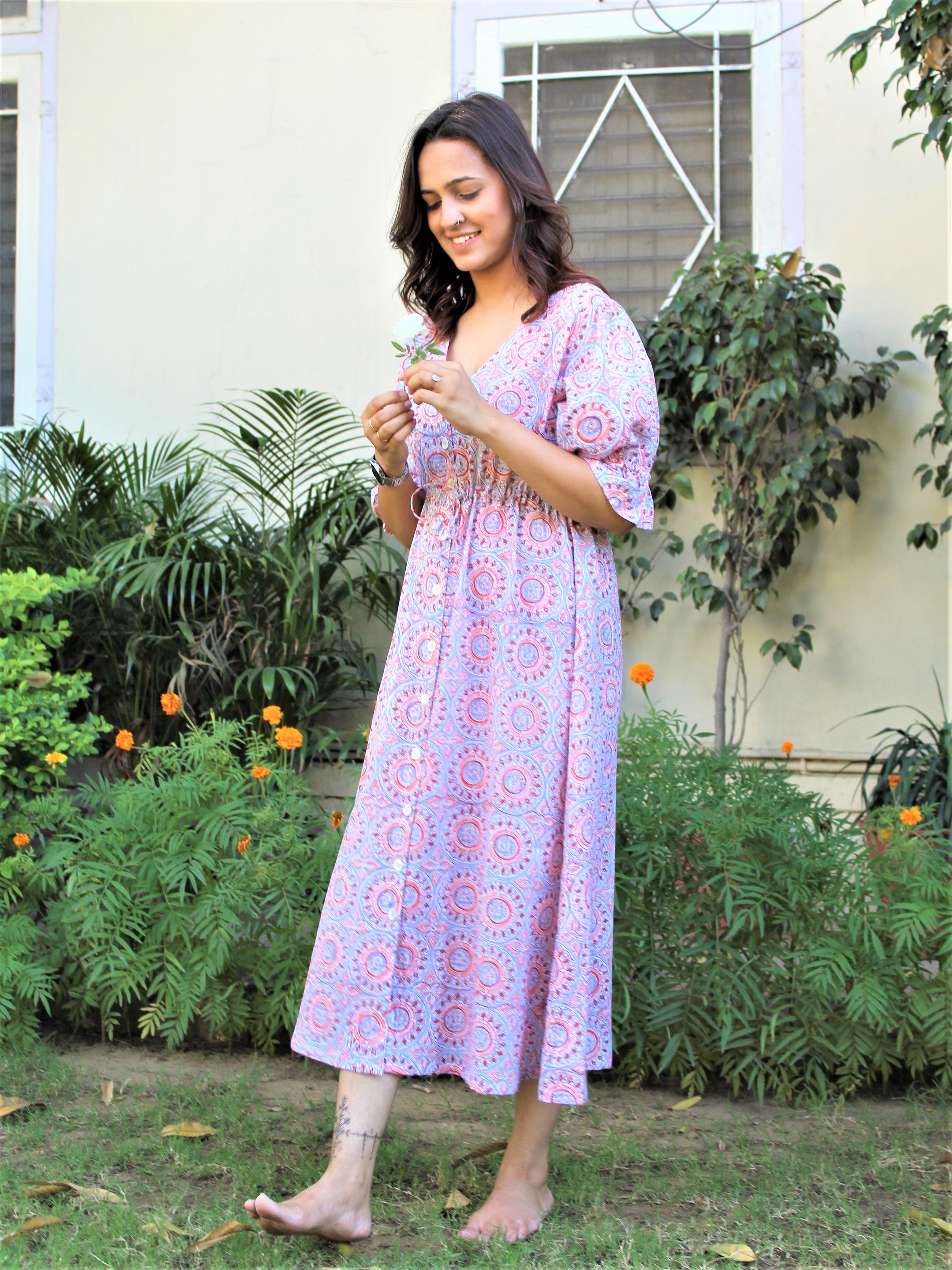 Mughal pink floral dress
