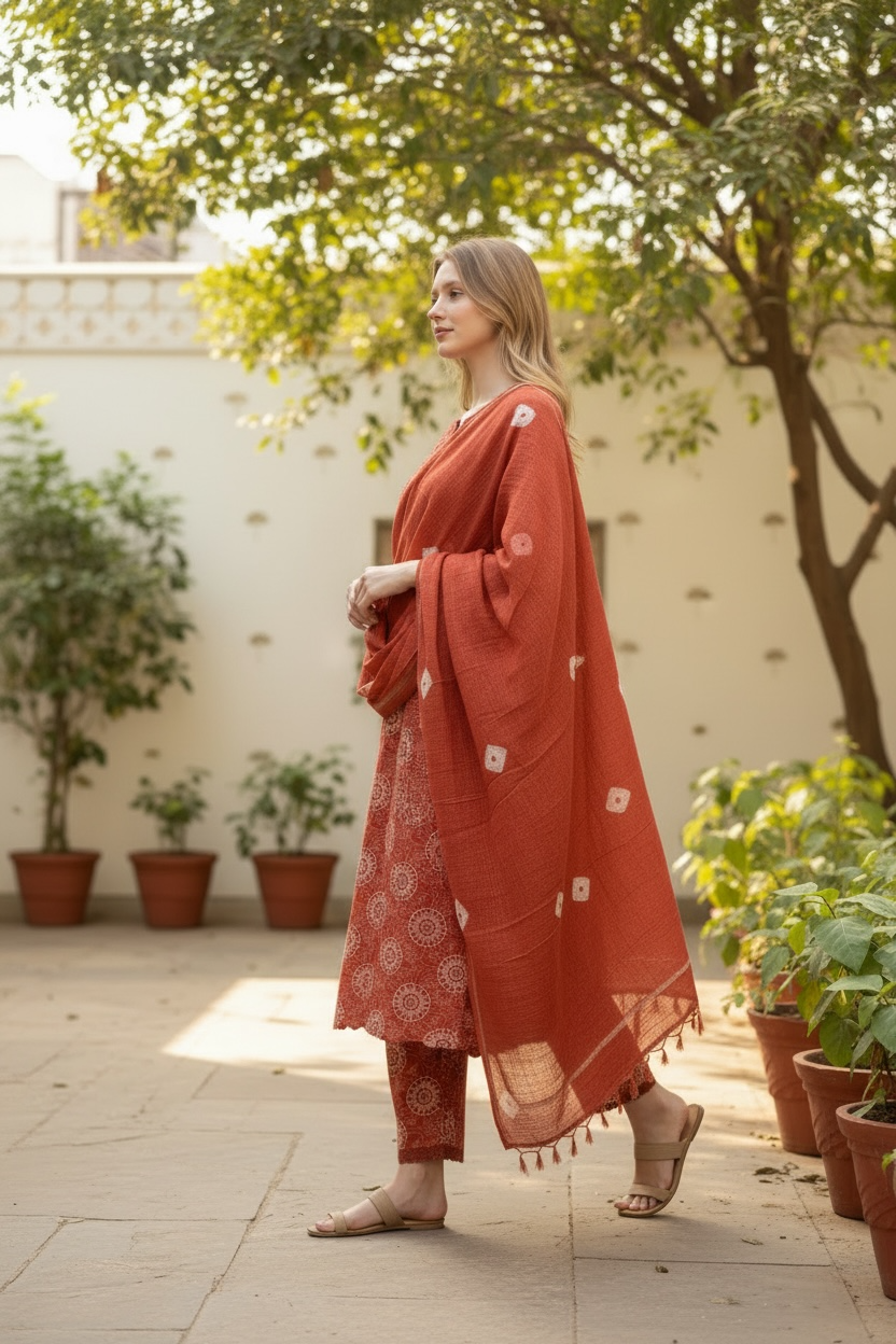 Surkh rose 3 piece suit set Secondary image