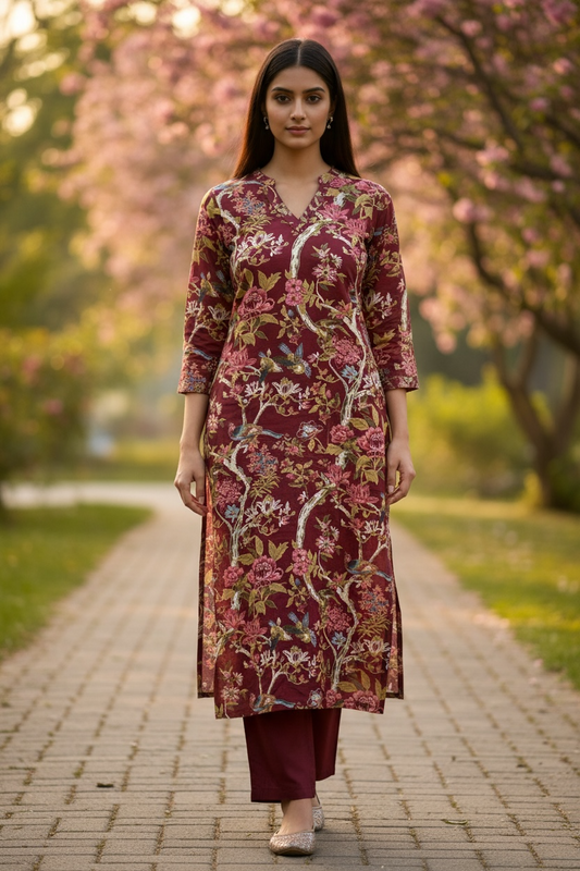 Charlotte Maroon Kurta