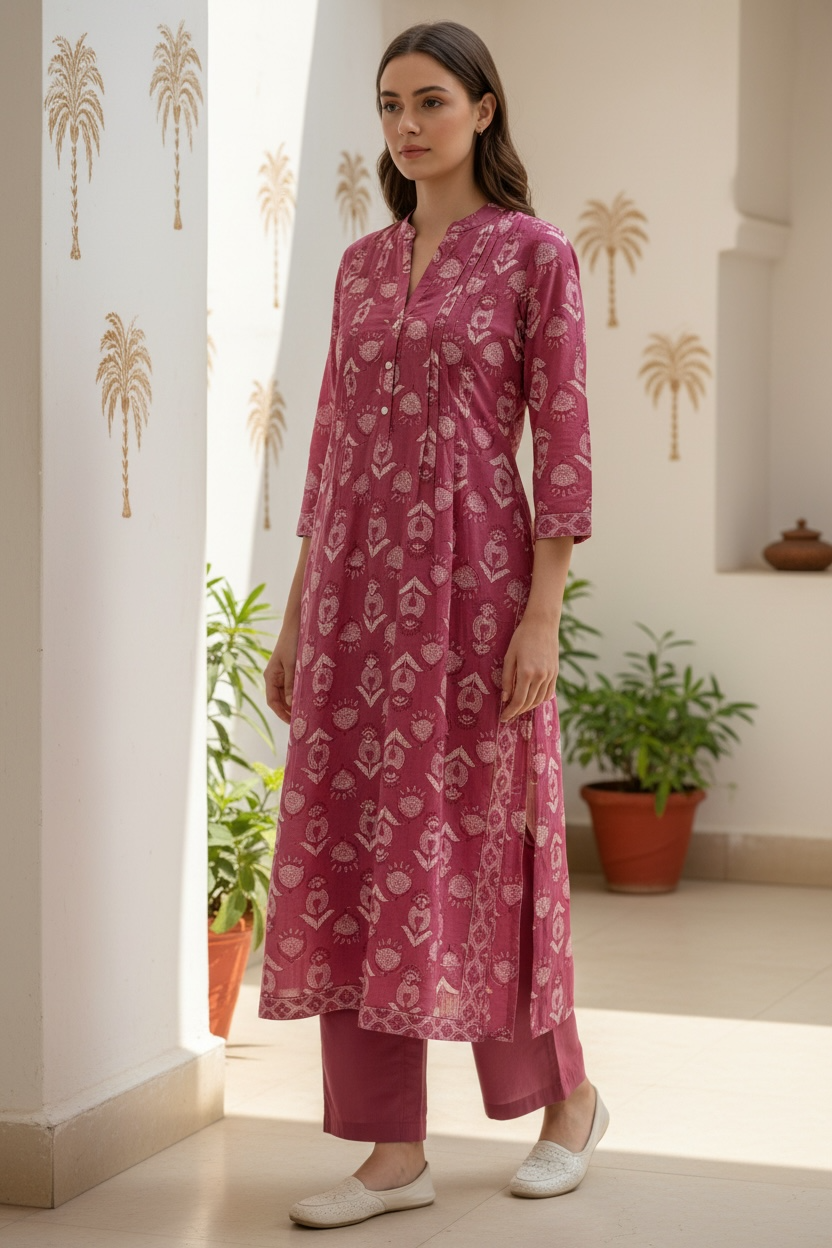 Sakura Block print Kurta